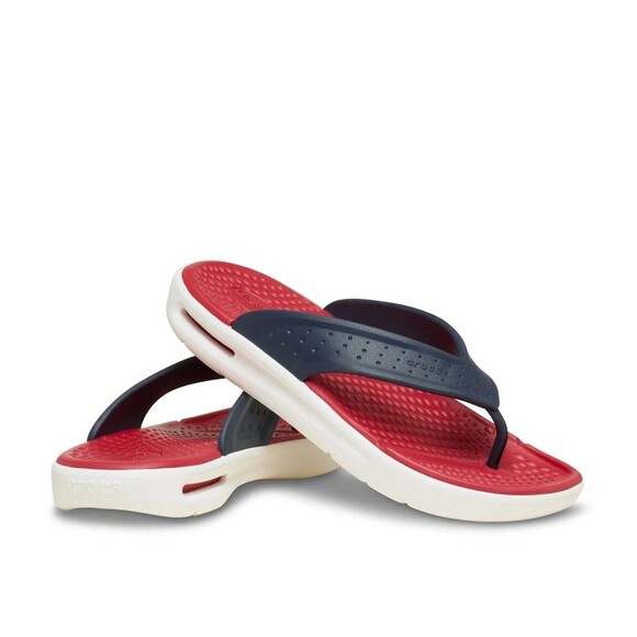 Crocs LiteRide InMotion Flip Flops Men\'s Size 9 Red Navy Blue 211101-410 main image 7